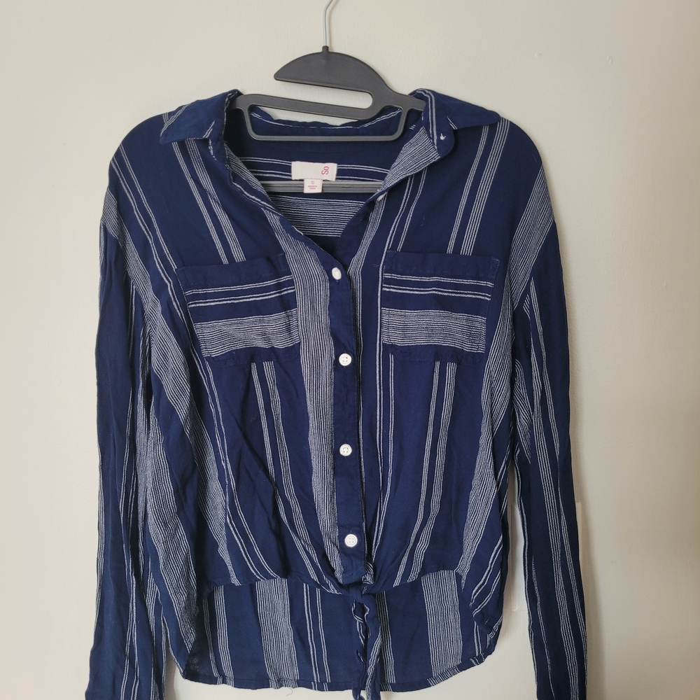 SO Navy and White Striped Shirt